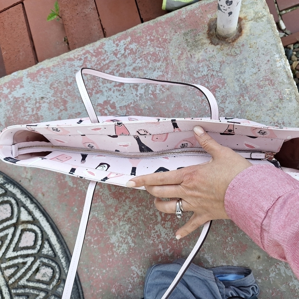 kate spade Pink Champagne Bottle Print Tote - Picture 5 of 7